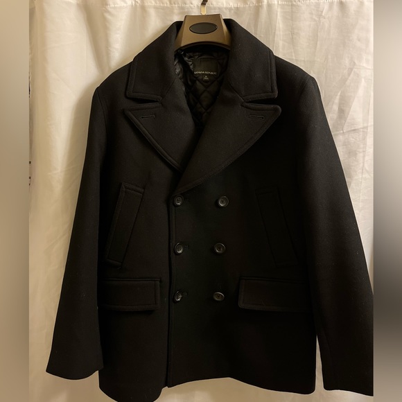 Banana Republic Italian Melton Peacoat with Shearling Collar - Picture 6 of 10